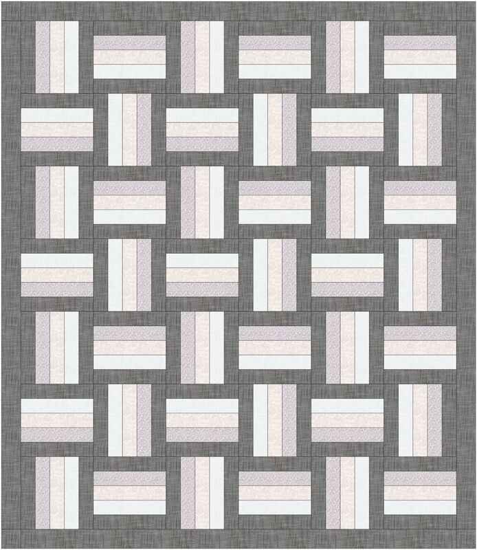A rail fence pattern using the weave optical illusion in neutral tones. 